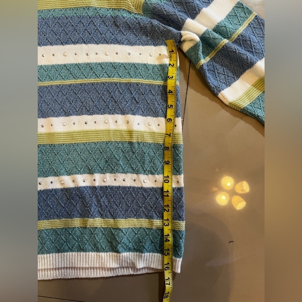 Alfred dunner Women multicolored sweater cardigan pullover Plus Size 2X pearls - Picture 6 of 16